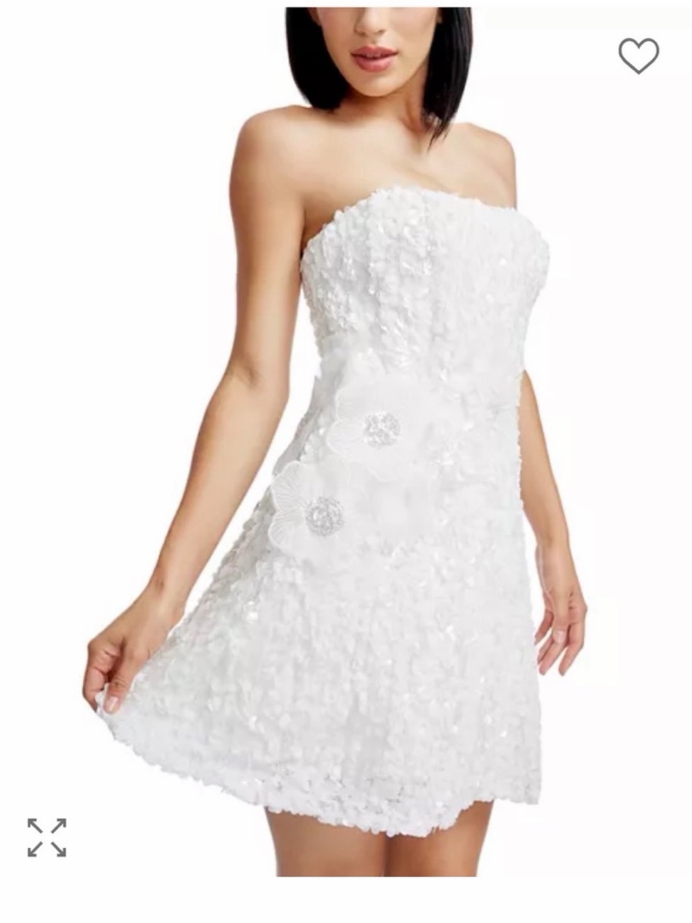 Dress The Population Sasha Strapless Floral Sequin Mini Dress White NWT
